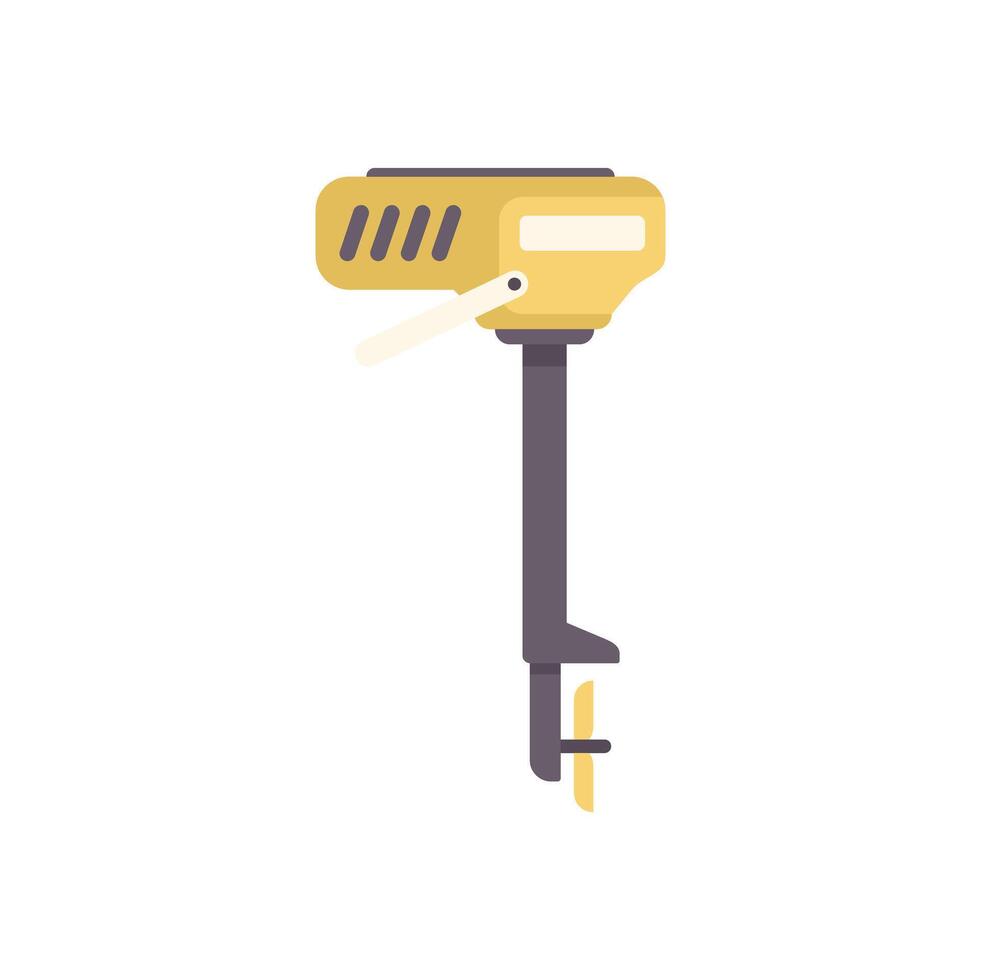 Yellow outboard motor providing propulsion for boat vector