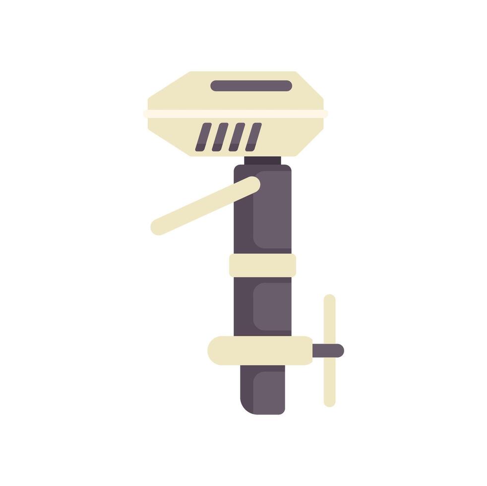Boat motor showing its propeller and fuel tank vector