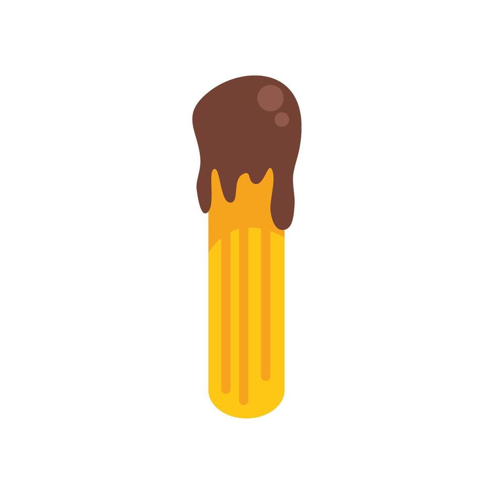 Delicious churro dipped in chocolate cream topping illustration vector