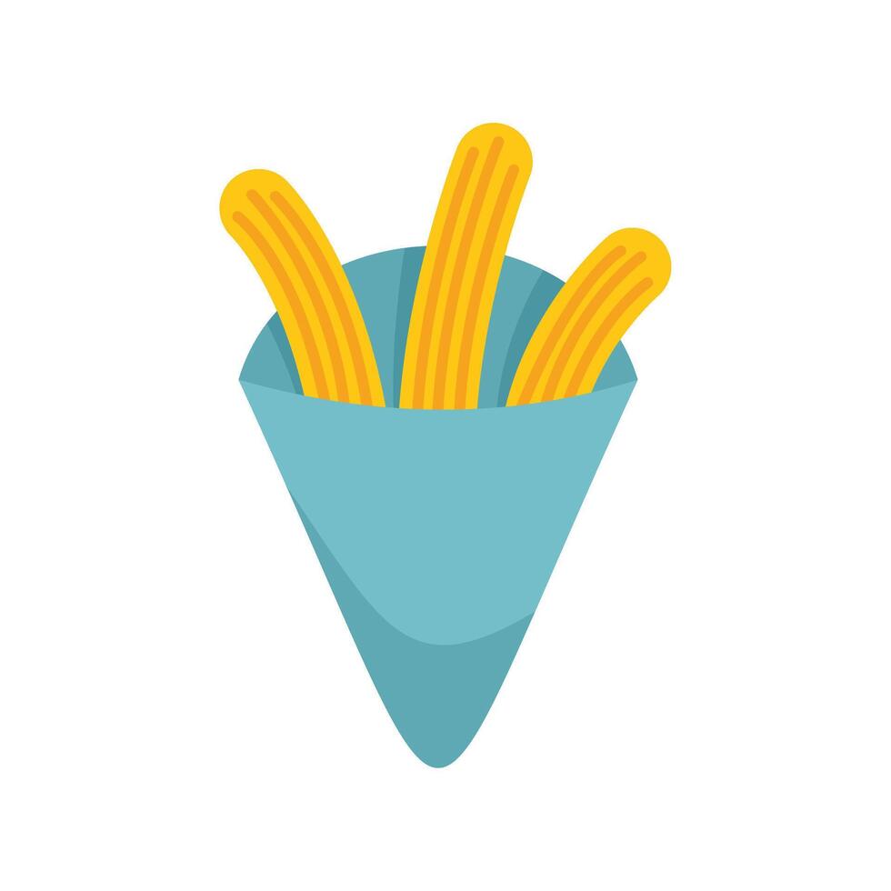 Three churros standing in a blue paper cone vector