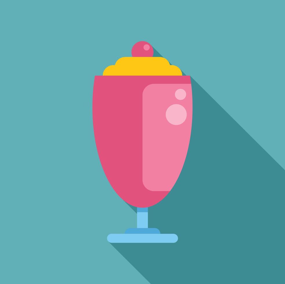 Pink milkshake with whipped cream and cherry, refreshing summer beverage vector