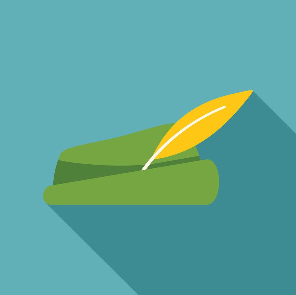 Green robin hood hat with feather showing freedom and adventure vector