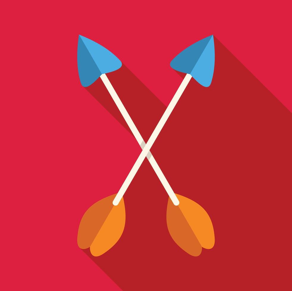 Two crossed arrows pointing upwards on red background vector