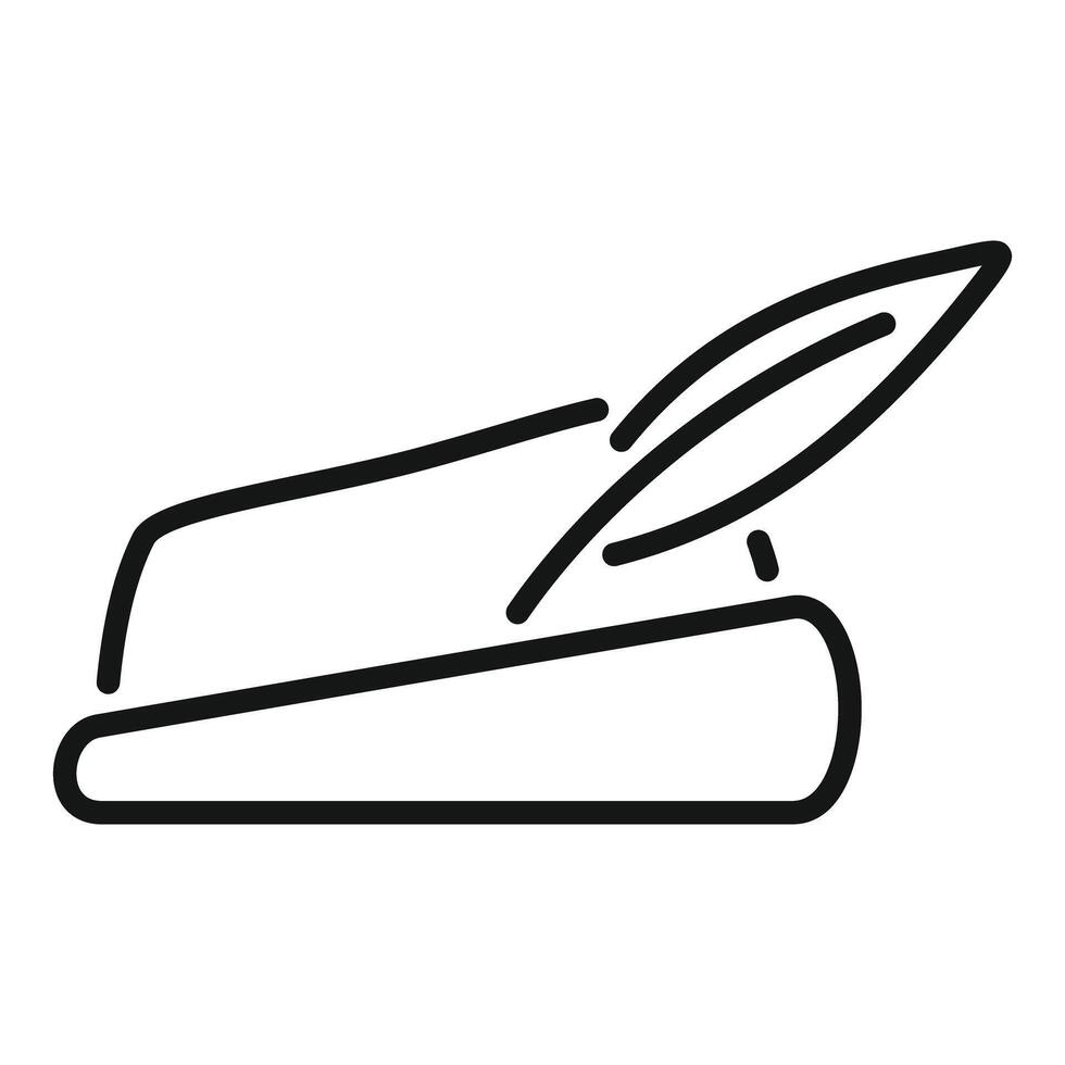 Ink feather quill writing on paper document, knowledge and literature symbol vector