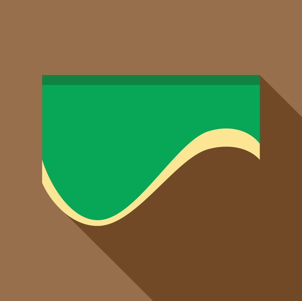 Green wavy tablecloth hanging on brown background vector