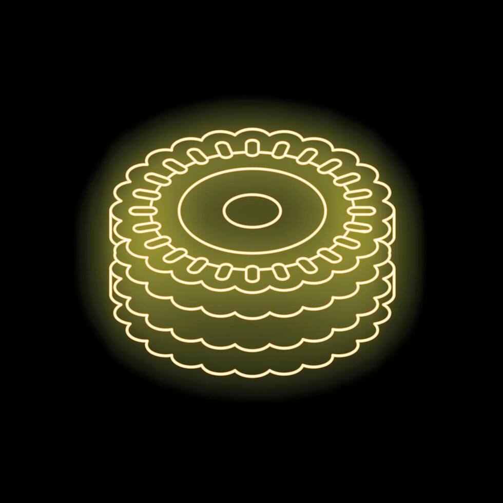 Neon icon of pineapple slices glowing on black background vector