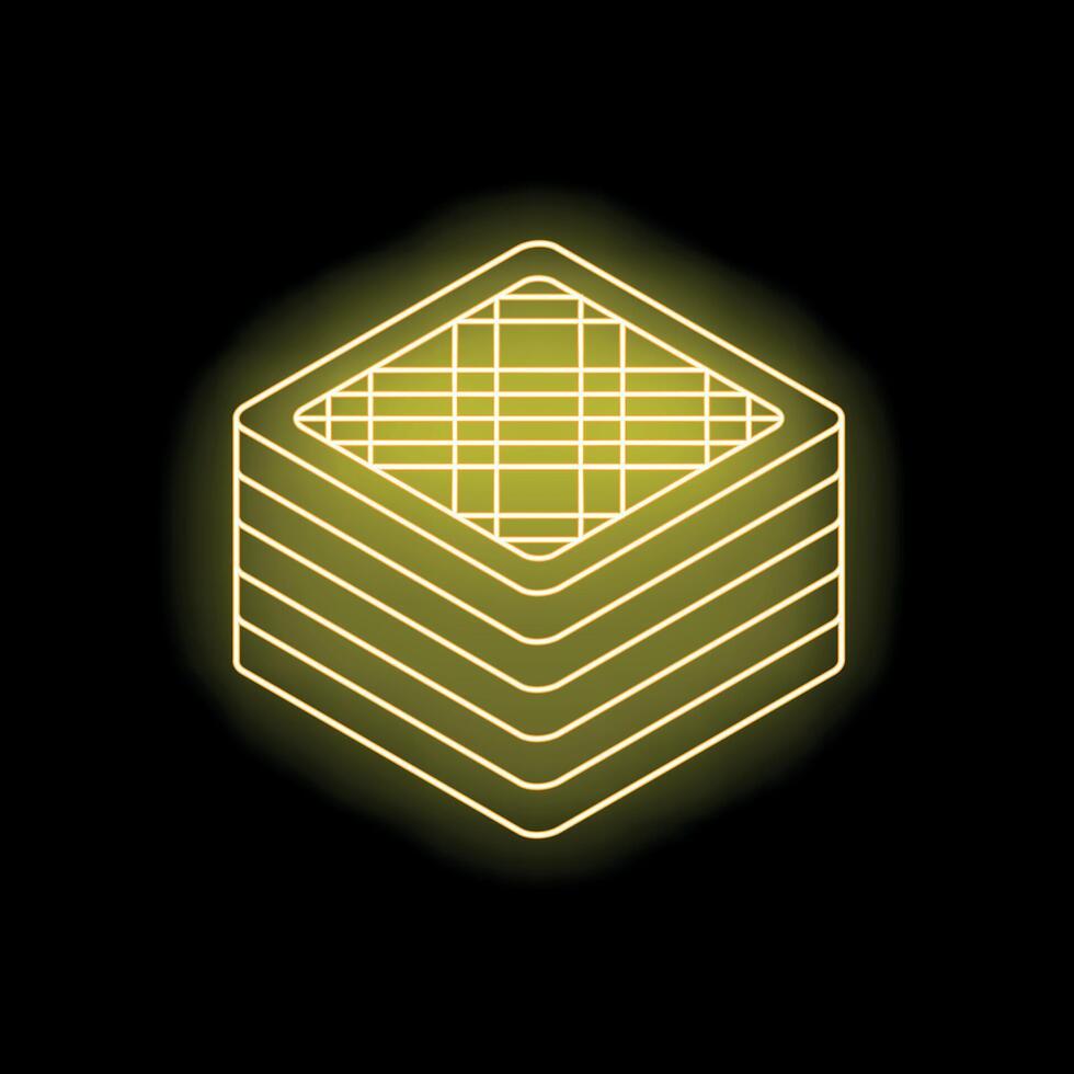 Neon yellow baklava glowing on dark background vector