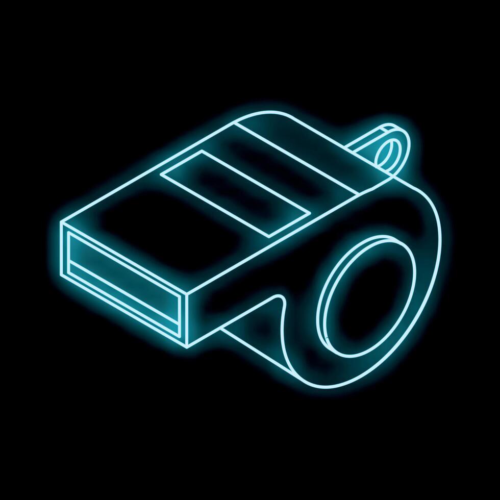 Neon whistle glowing on black background vector