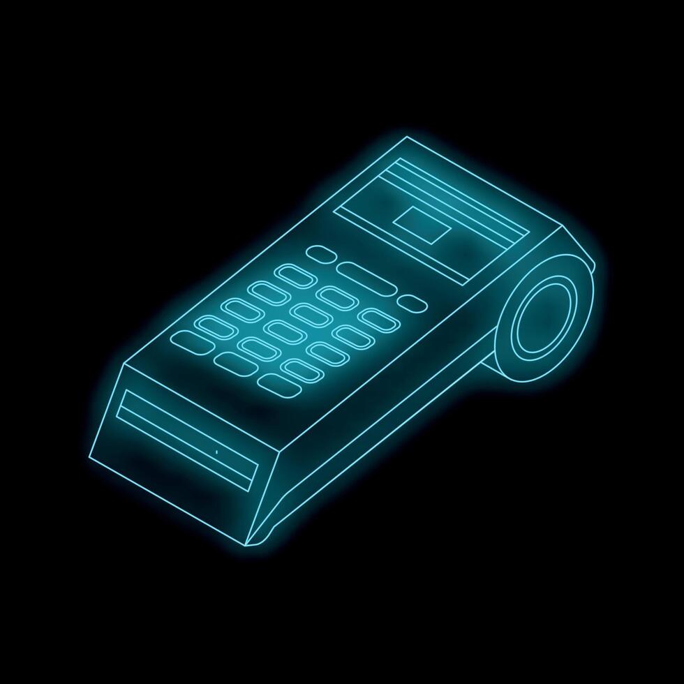 Neon style illustration of a payment terminal showing modern technology vector