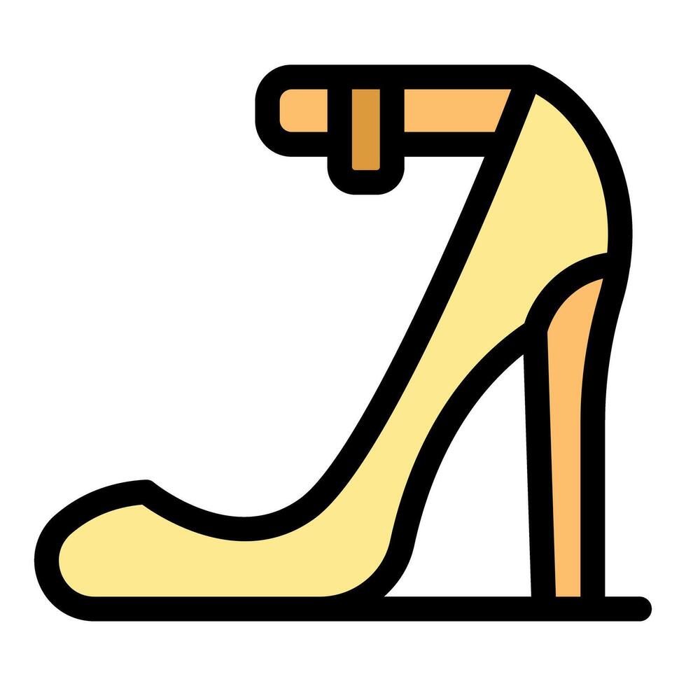 Yellow elegant high heel shoe with ankle strap icon vector