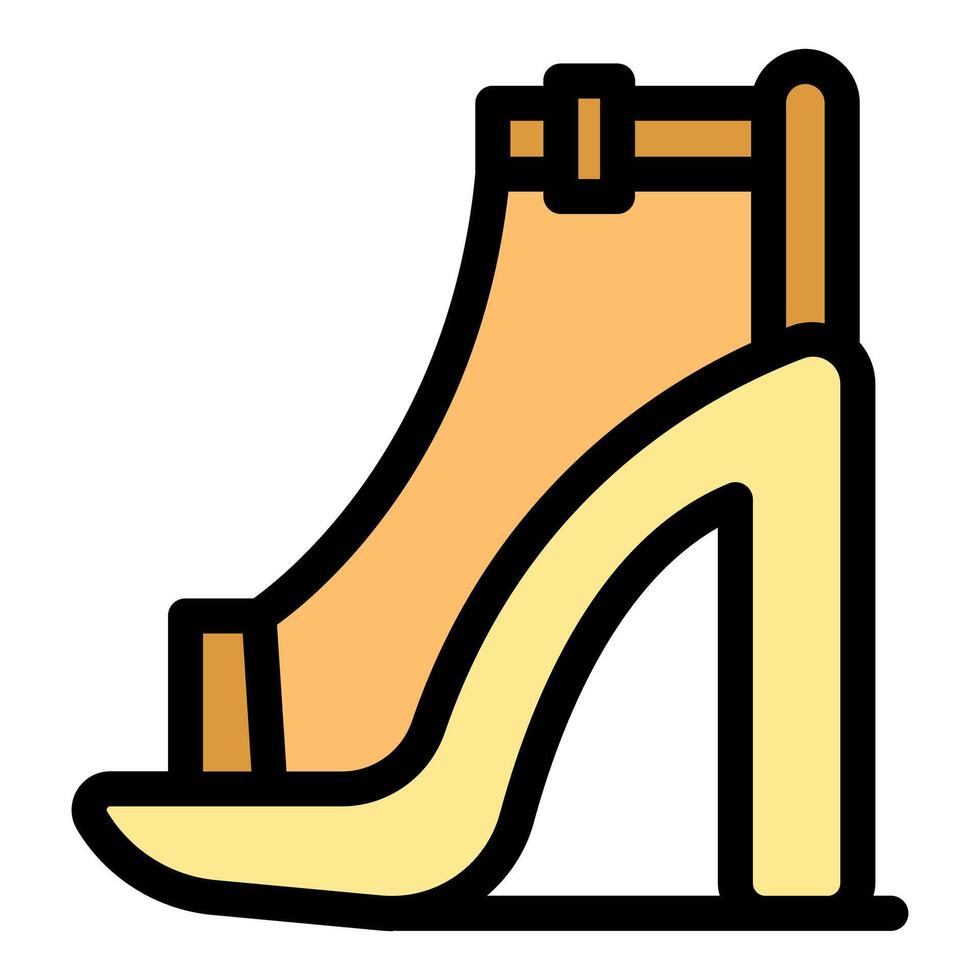 High heel platform sandal with ankle strap icon vector outline
