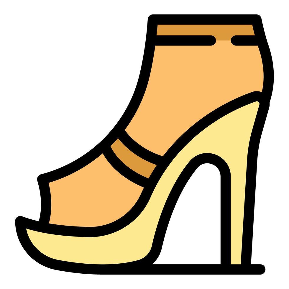 Peep toe platform high heel shoe with ankle strap icon vector outline