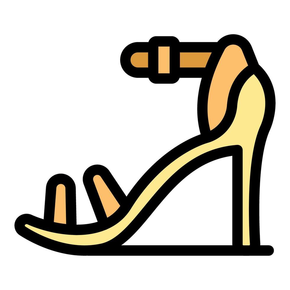 Yellow elegant high heel sandal with ankle strap icon vector