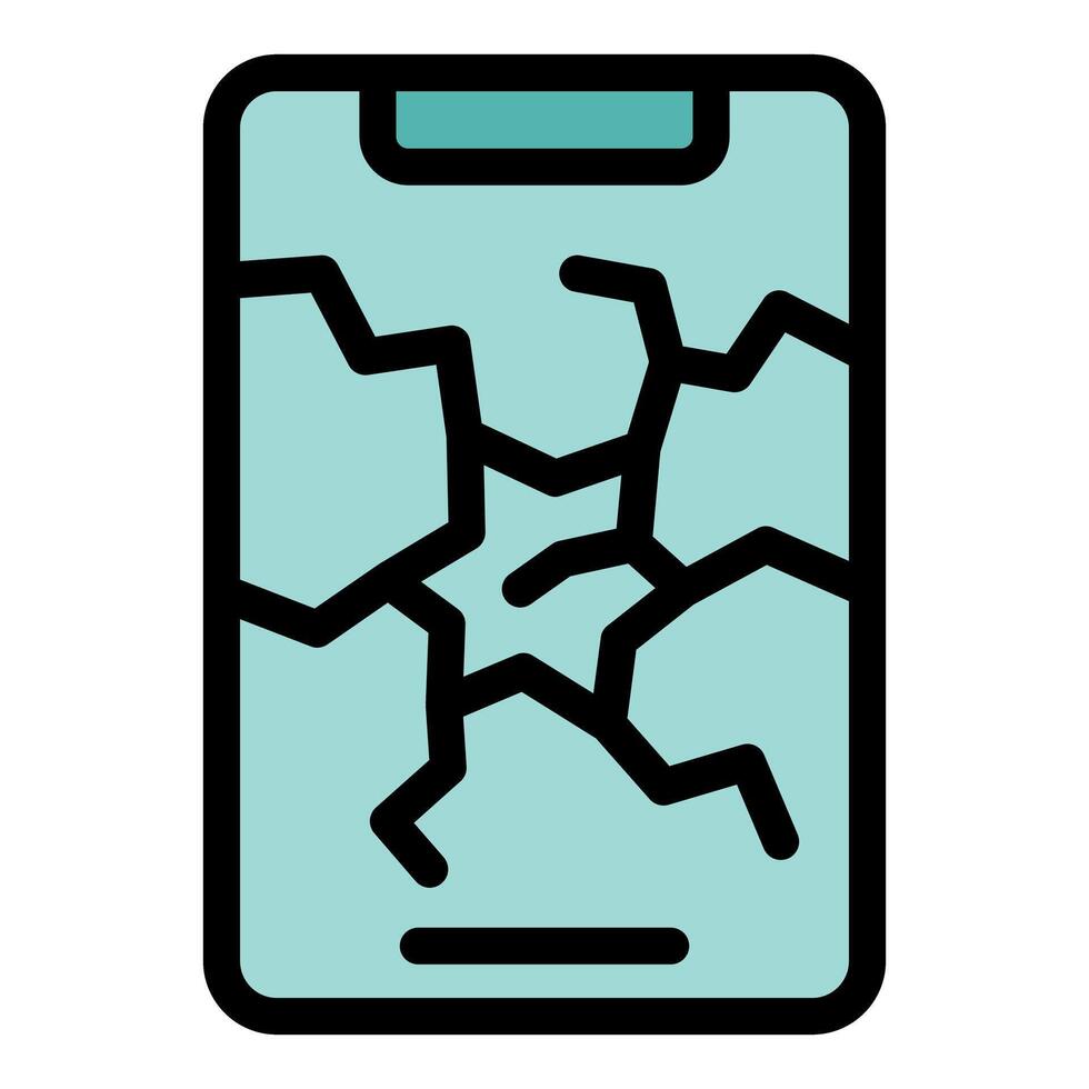 Smartphone showing broken glass touchscreen icon vector