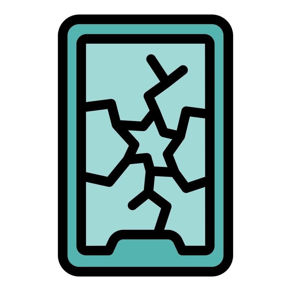 Smartphone showing broken glass screen icon vector outline