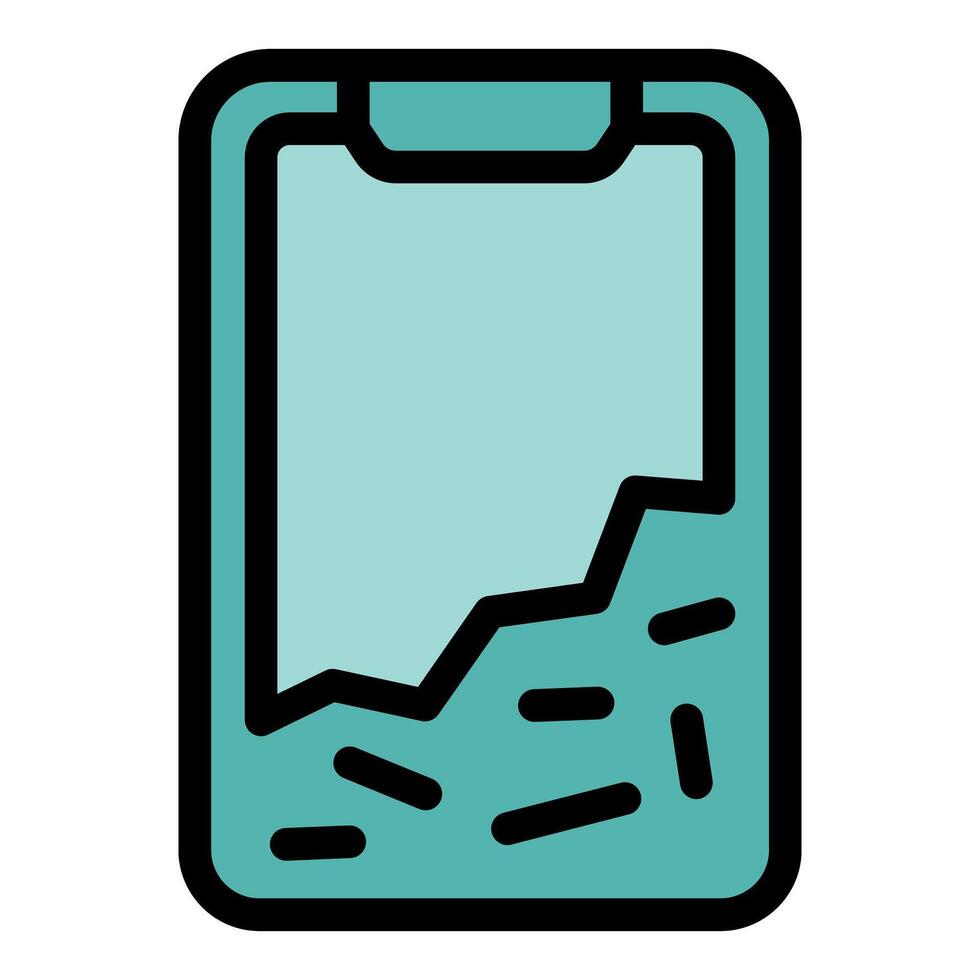 Smartphone showing cracked screen with shards of glass vector