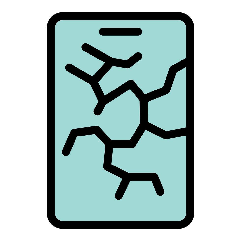 Smartphone showing cracks on its screen vector