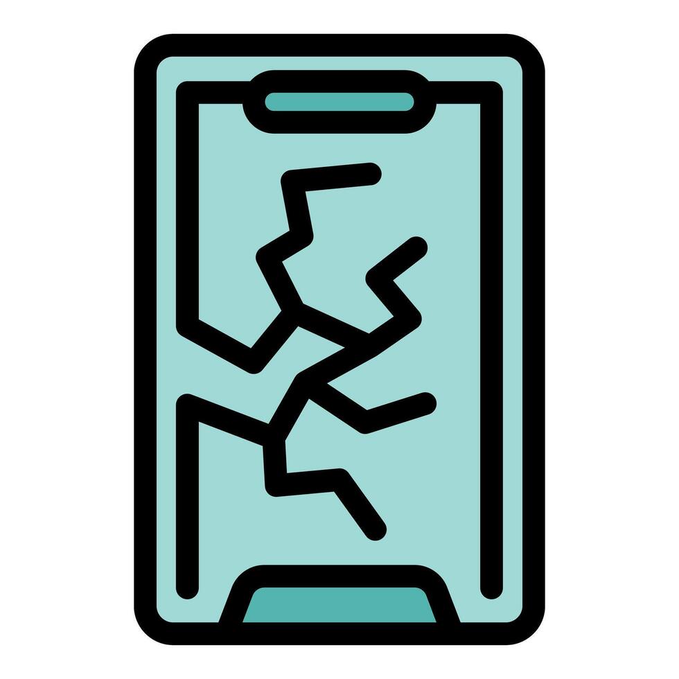 Broken smartphone screen showing cracks icon vector