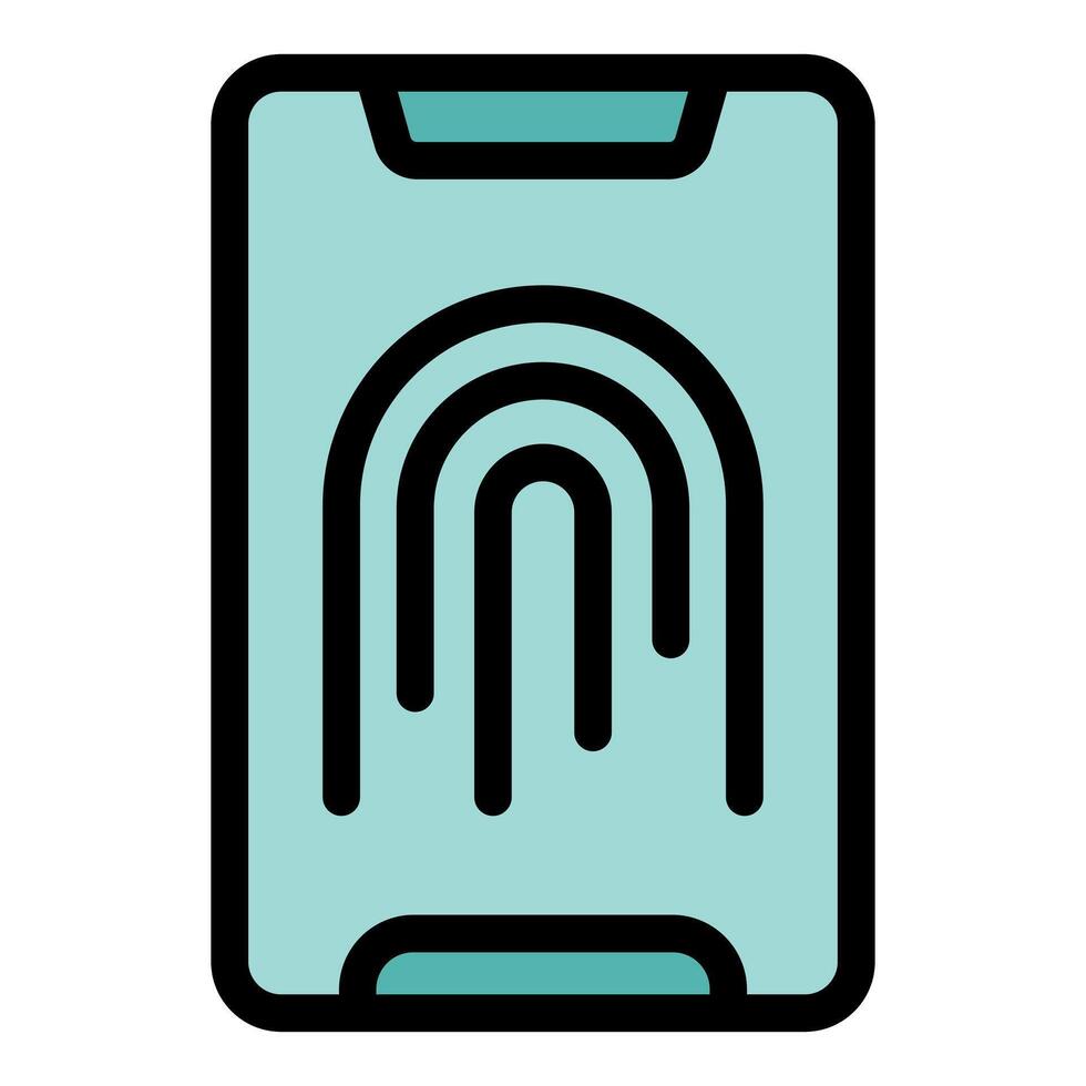 Smartphone displaying fingerprint scanner icon for security access vector