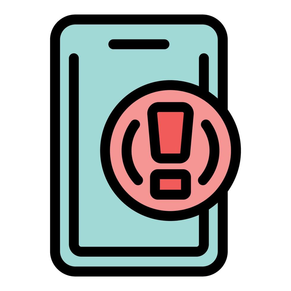 Smartphone showing warning sign indicating security breach alerting user vector