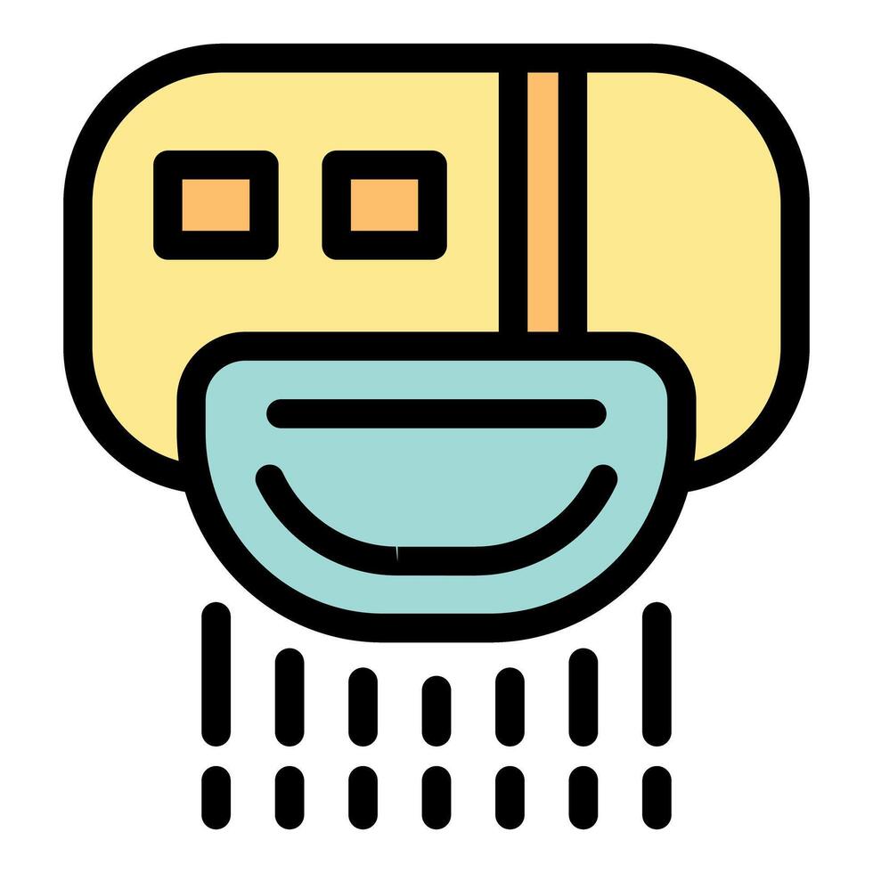 Hand dryer activating with sensor icon thin line vector illustration