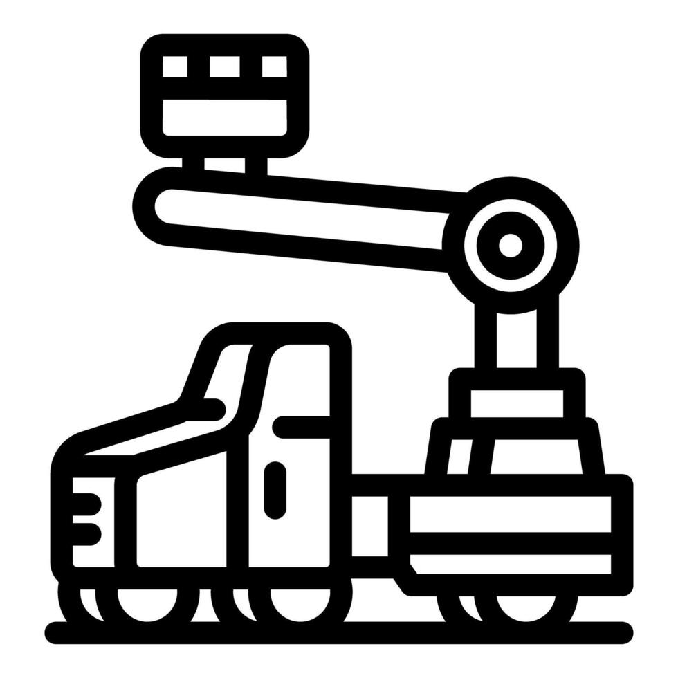 Lifting platform truck for high altitude maintenance and construction projects vector