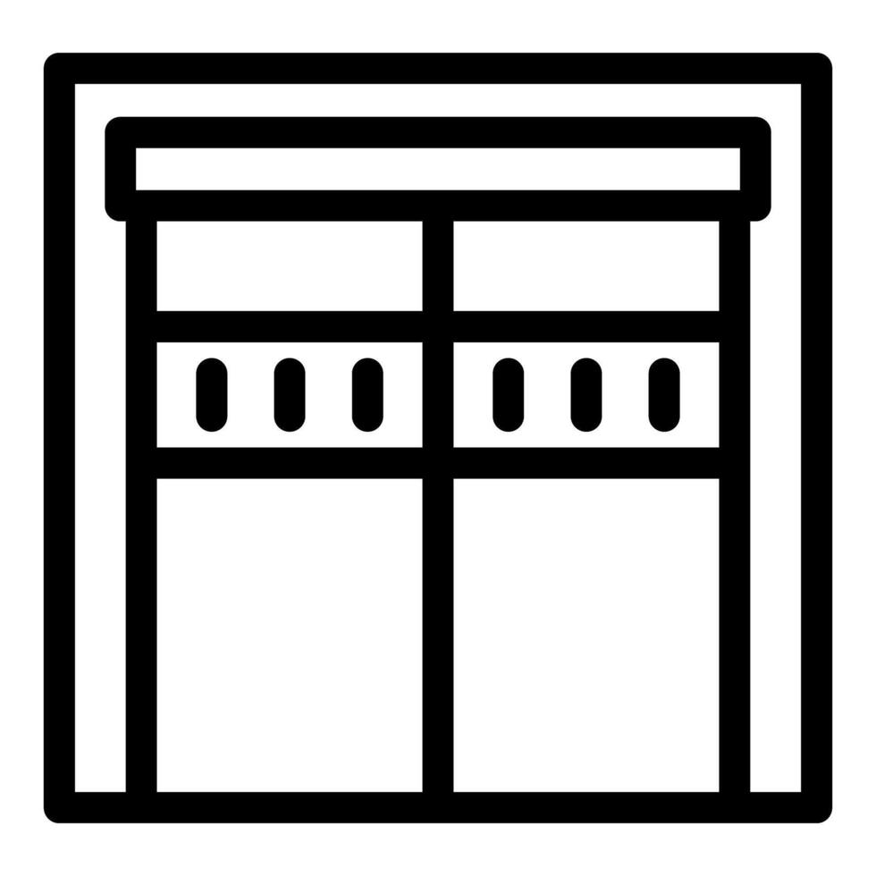Garage door with ventilation open showing slats and frame in simple line art vector