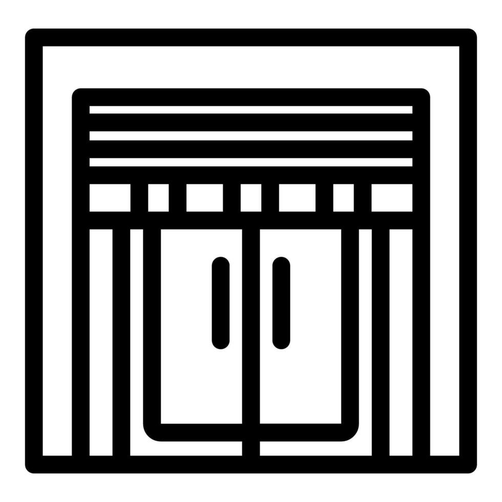 Elevator doors closing with striped background, transportation icon vector