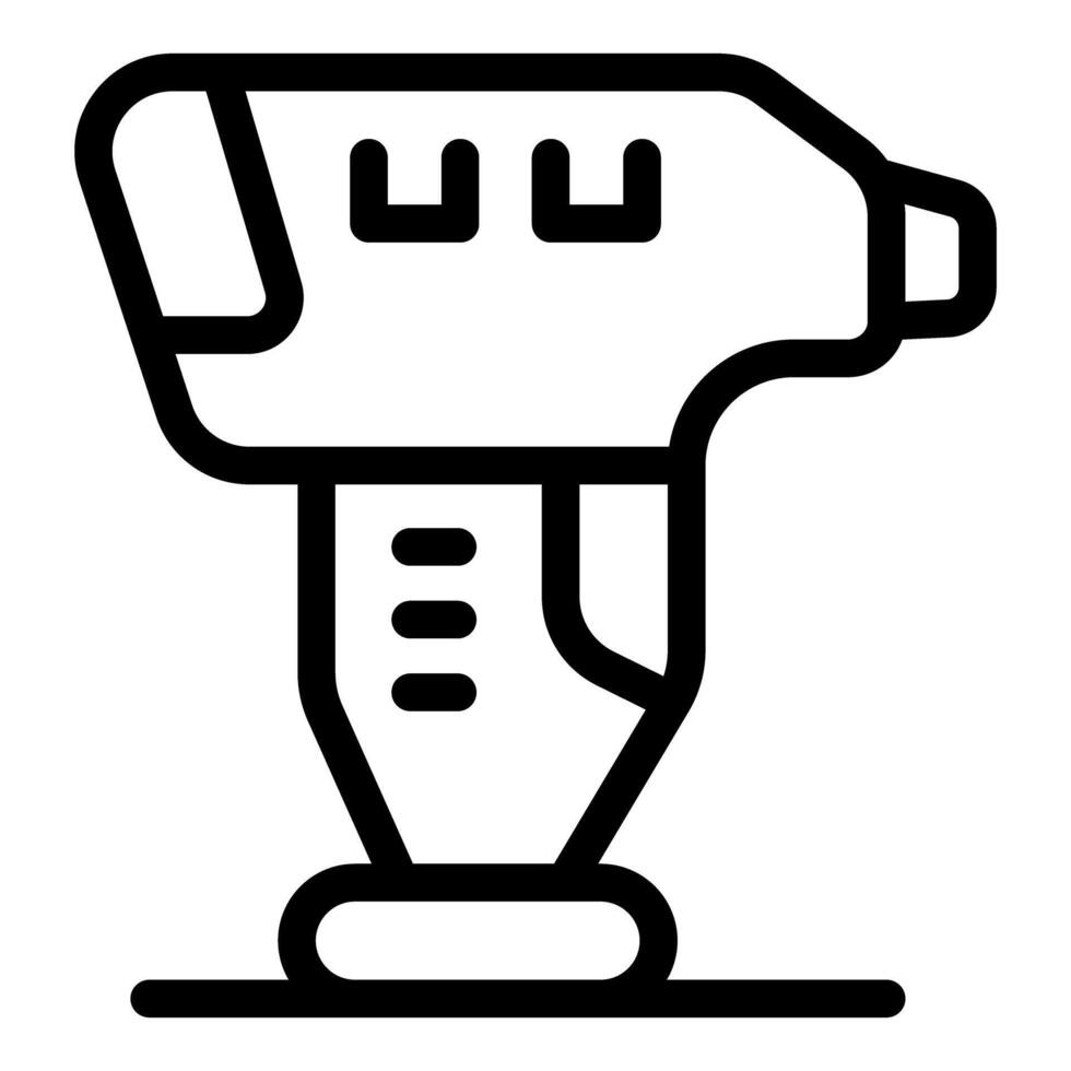 Electric hand drill resting on surface, construction tool icon vector
