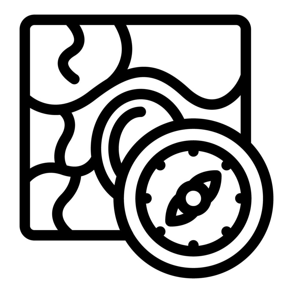 Compass pointing north with topographic map for hiking and exploration vector