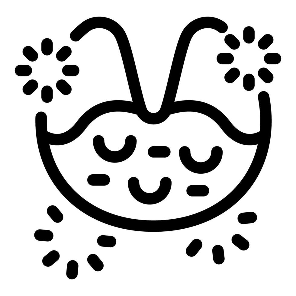 Cute kawaii ladybug is celebrating with fireworks exploding around vector