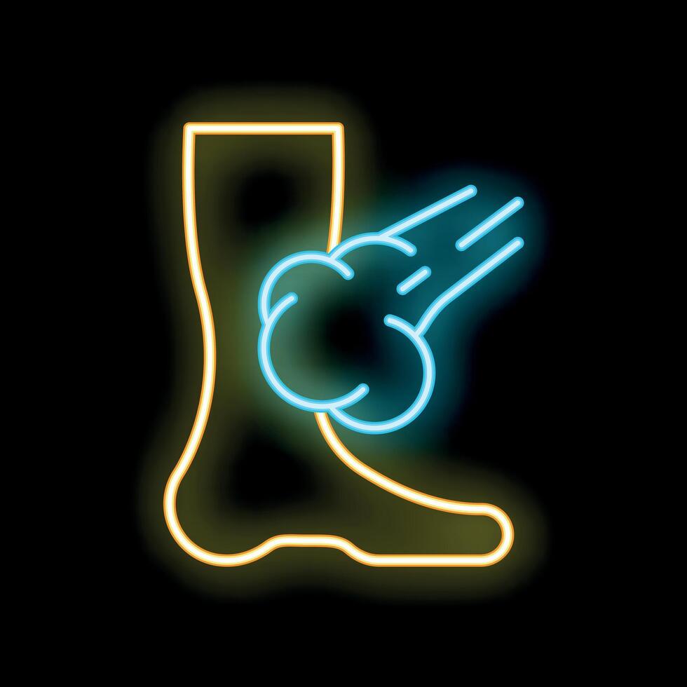 Neon style icon of smelly feet and stinky shoes vector