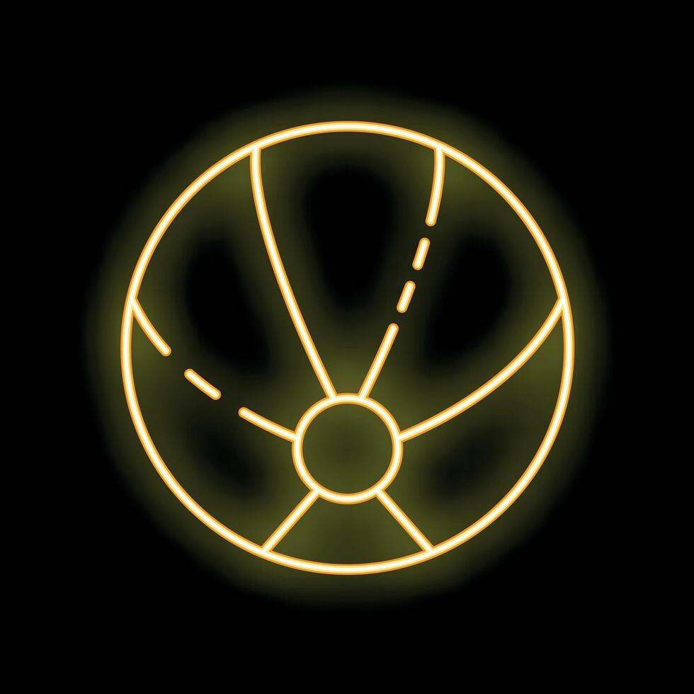 Neon sign showing an inflatable beach ball glowing on a dark wall vector
