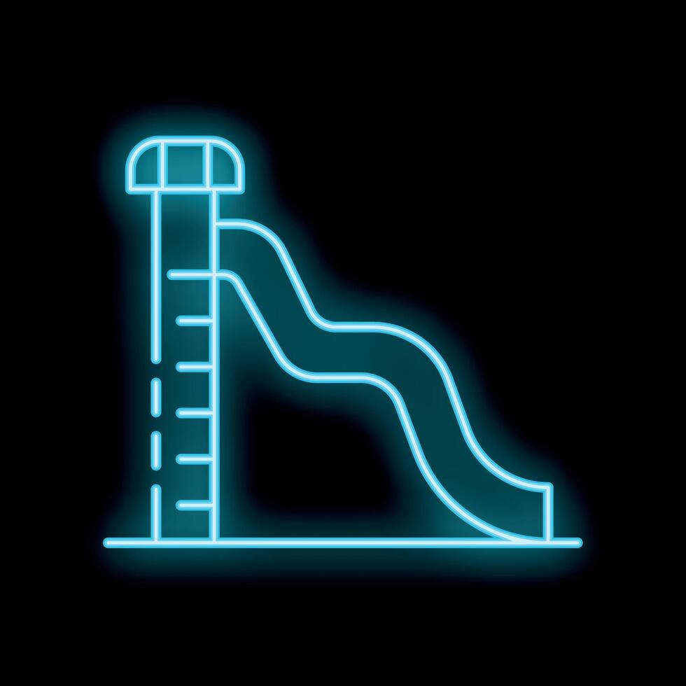 Glowing neon sign of a playground slide on a black background vector