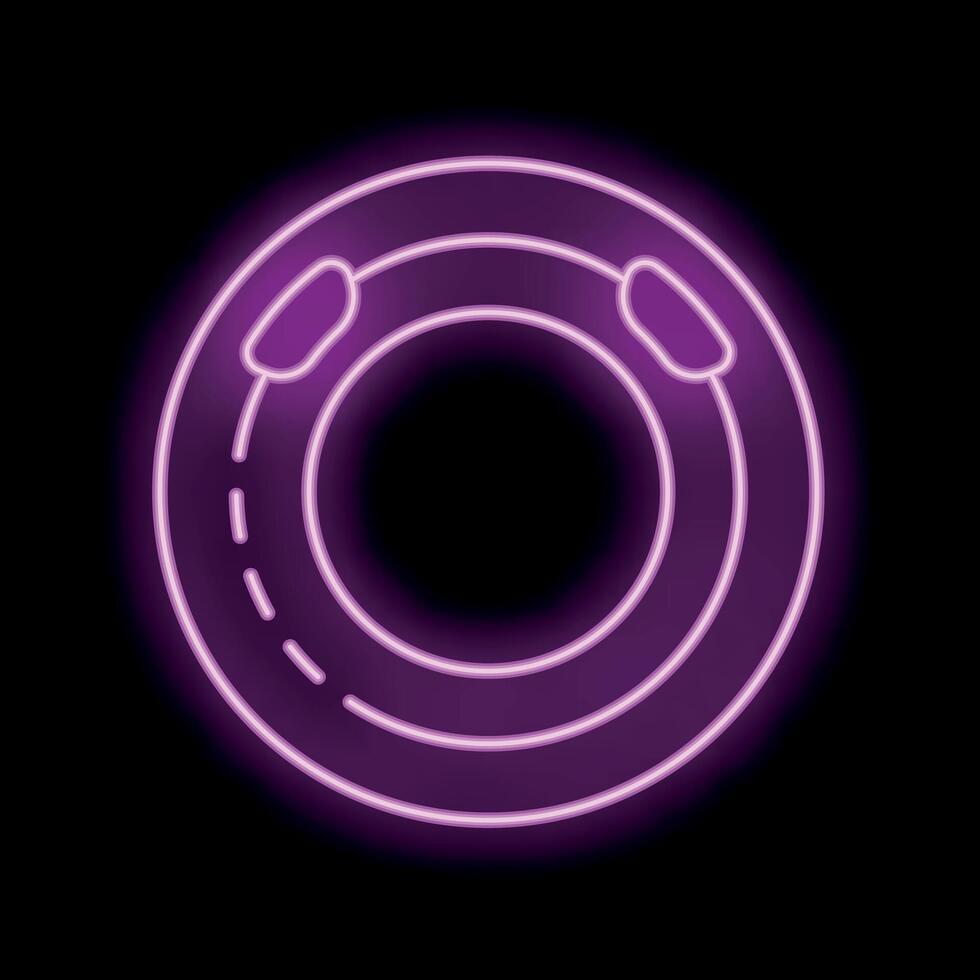 Neon sign showing inflatable ring for swimming pool or beach vector