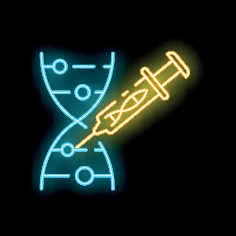Neon syringe injecting dna strands for genetic modification vector