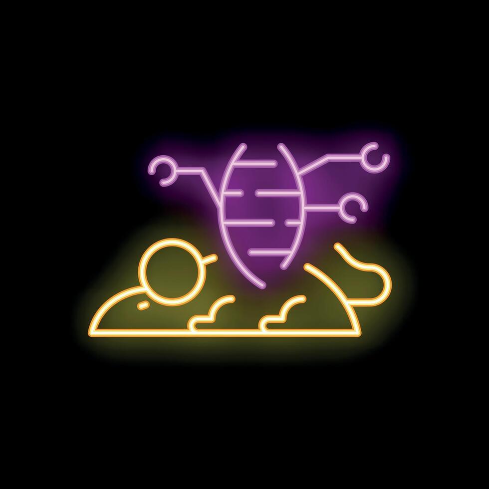 Neon sign depicting dna strand transforming and evolving on earth vector