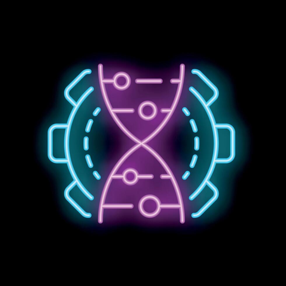 Neon icon of genetic engineering combining dna and gear symbol vector