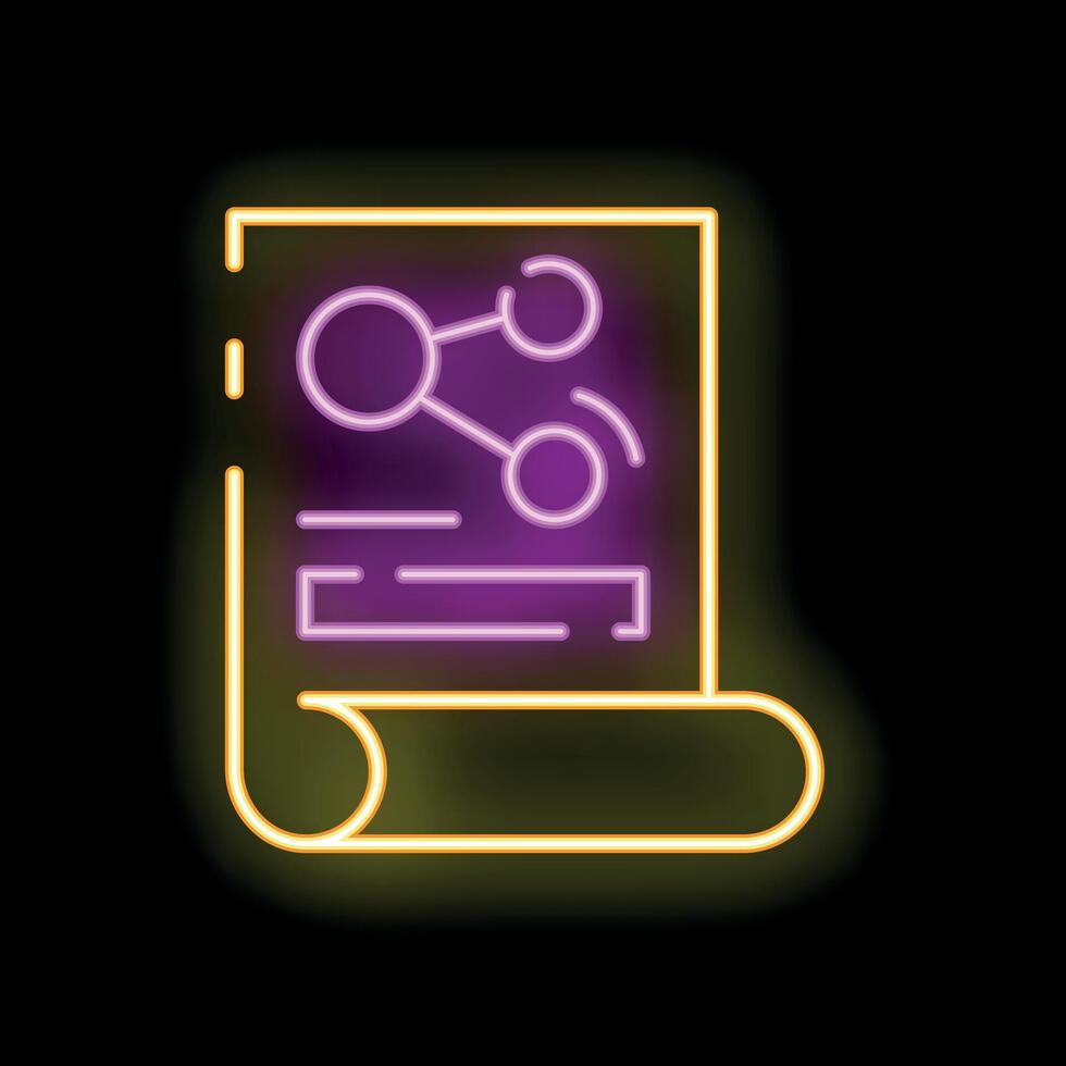 Glowing neon line chemical formula icon isolated on black background. Vector illustration