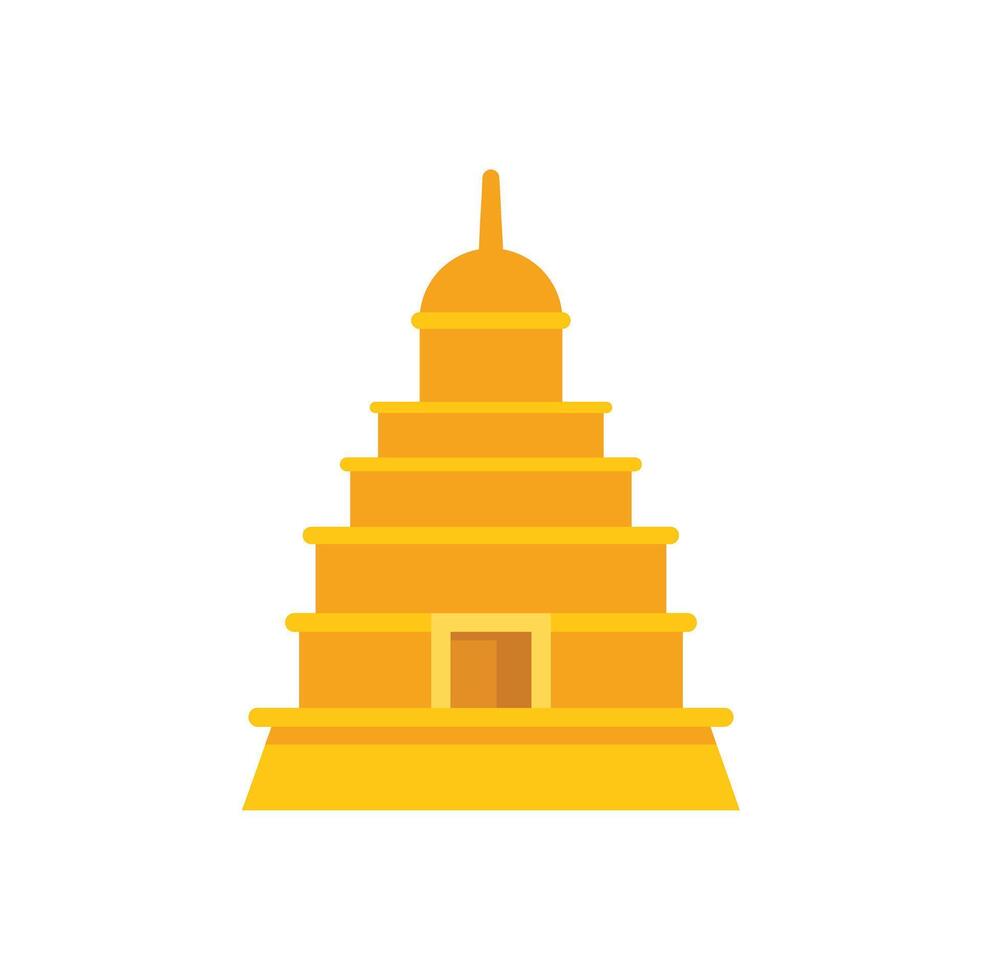 Buddhist temple building standing with architectural detail in gold color vector