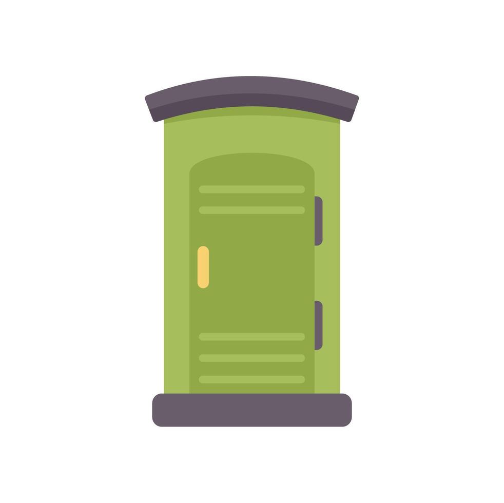 Green portable toilet standing on ground vector