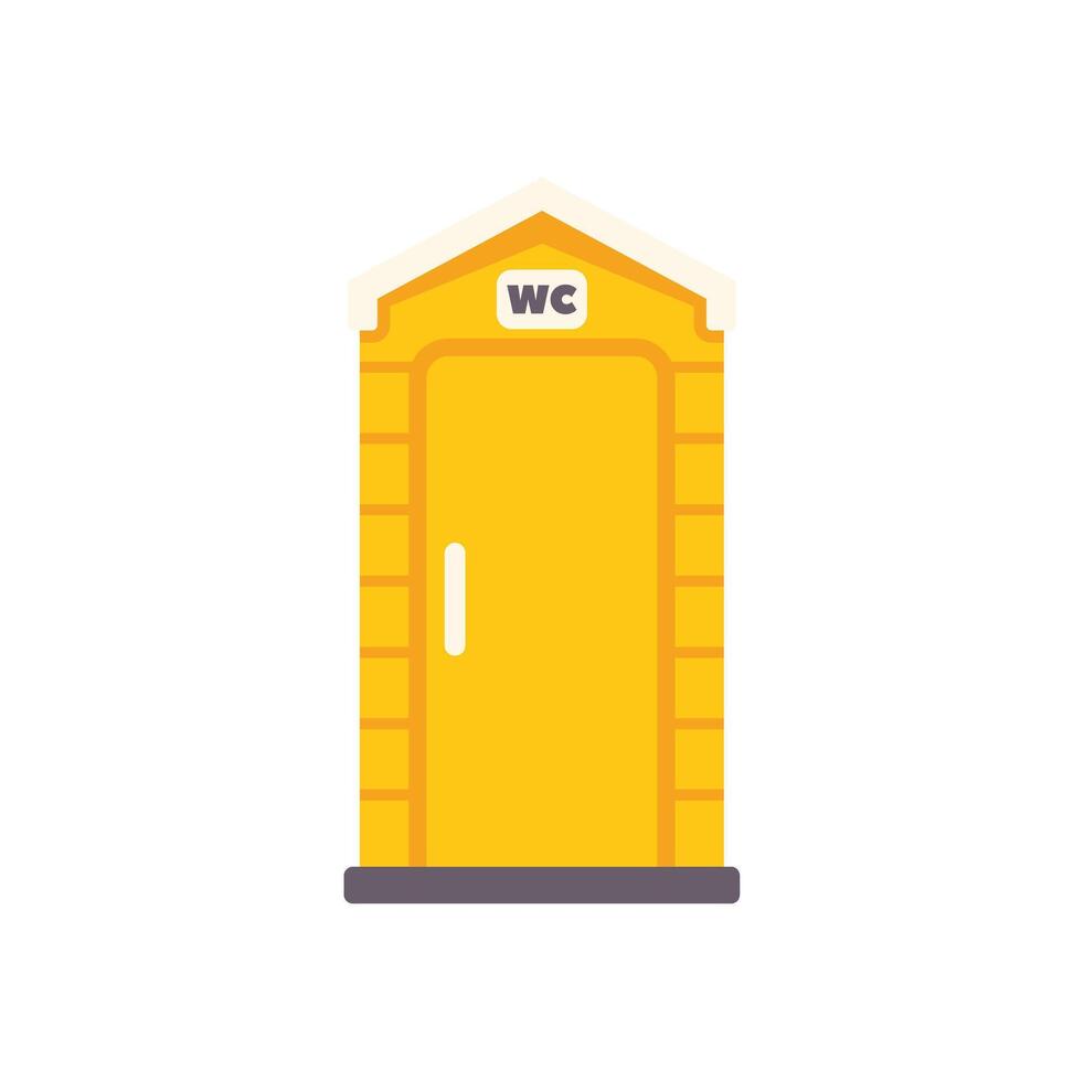 Yellow portable toilet cabin standing on the ground vector