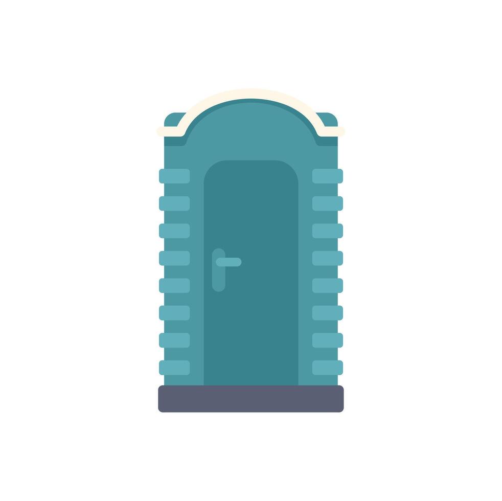 Plastic mobile bio toilet cabin standing on white background vector