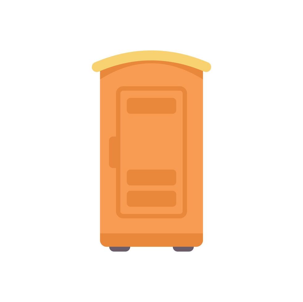 Mobile toilet cabin standing on ground in flat style vector