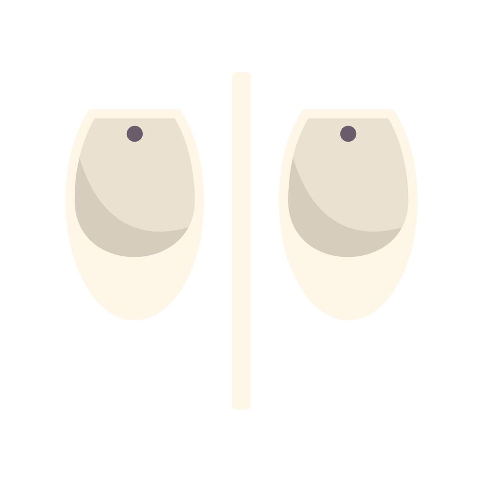 Two white urinals separated by partition wall in men public toilet vector