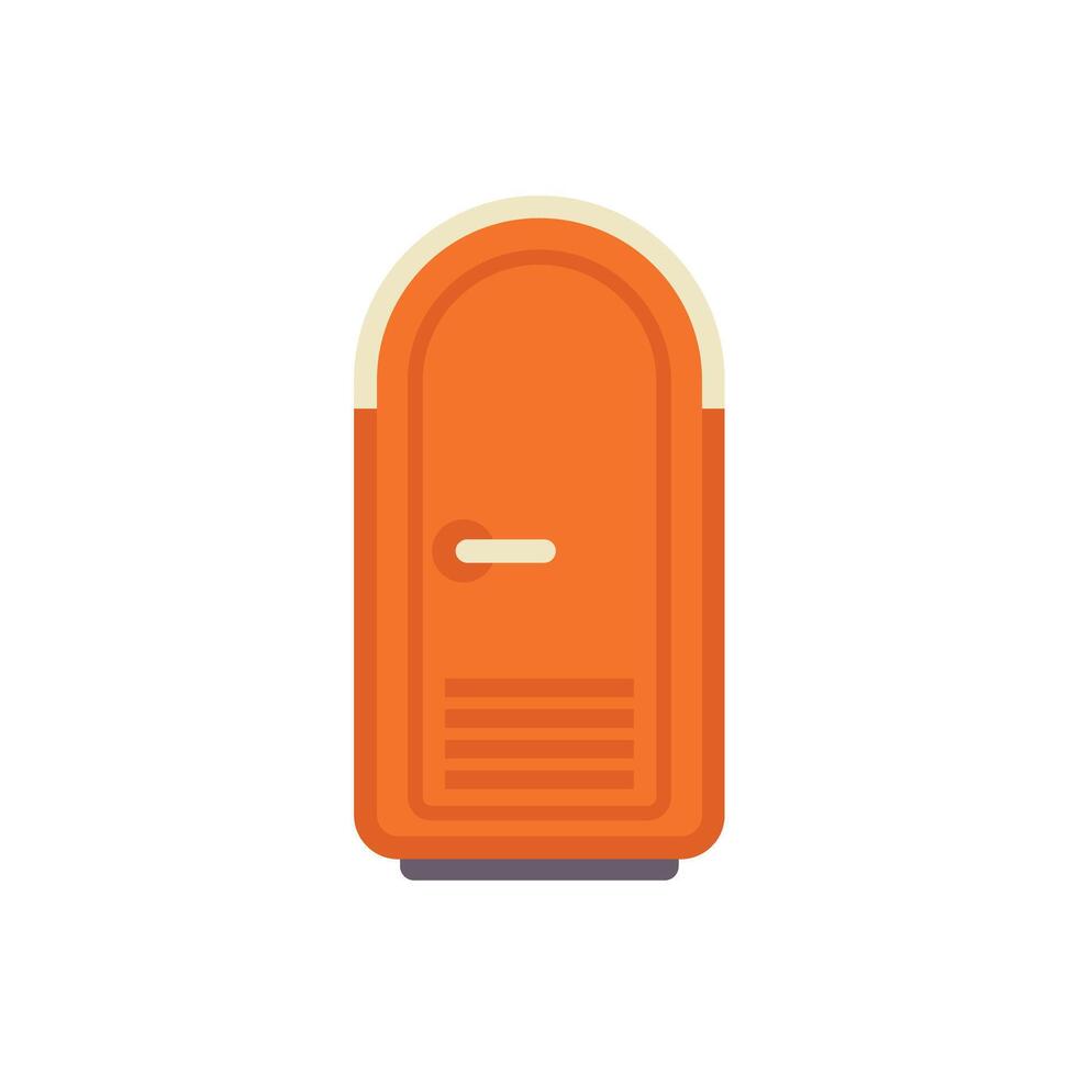 Orange portable toilet cabin standing on the ground vector