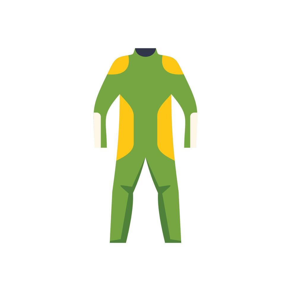 Green and yellow motorcycle racing suit standing up front view vector