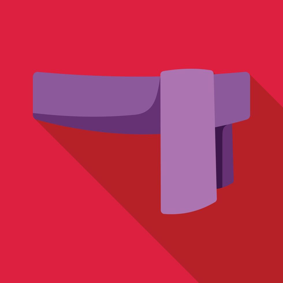 Purple belt representing martial arts mastery and skill on red background vector