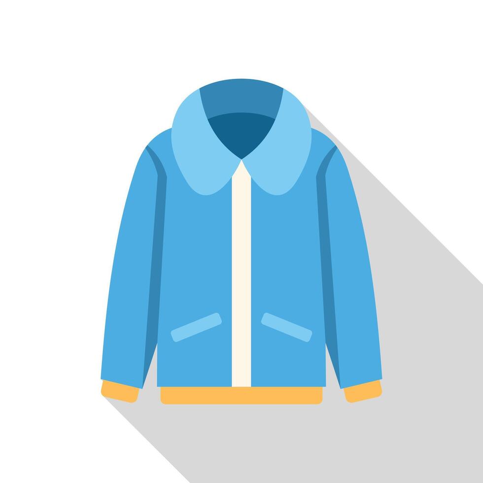 Blue jacket featuring large collar and two pockets vector