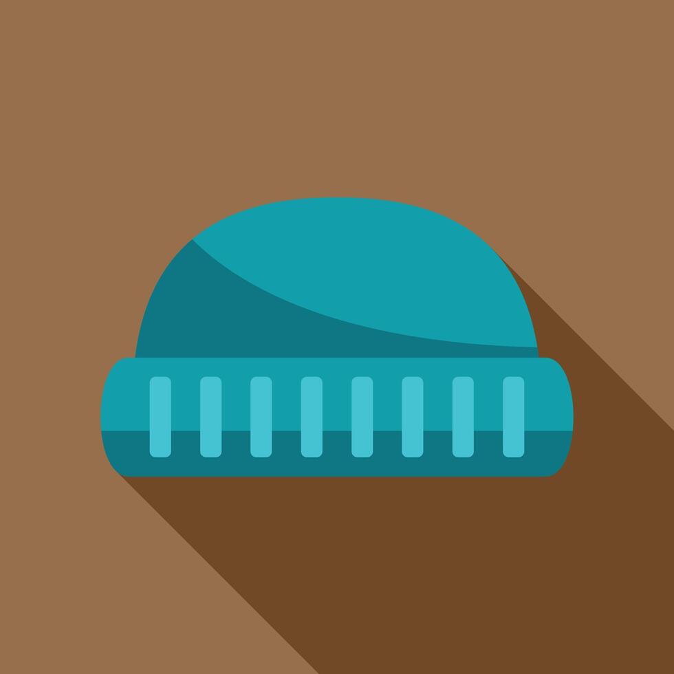 Teal winter hat with ribbing detail on brown background vector